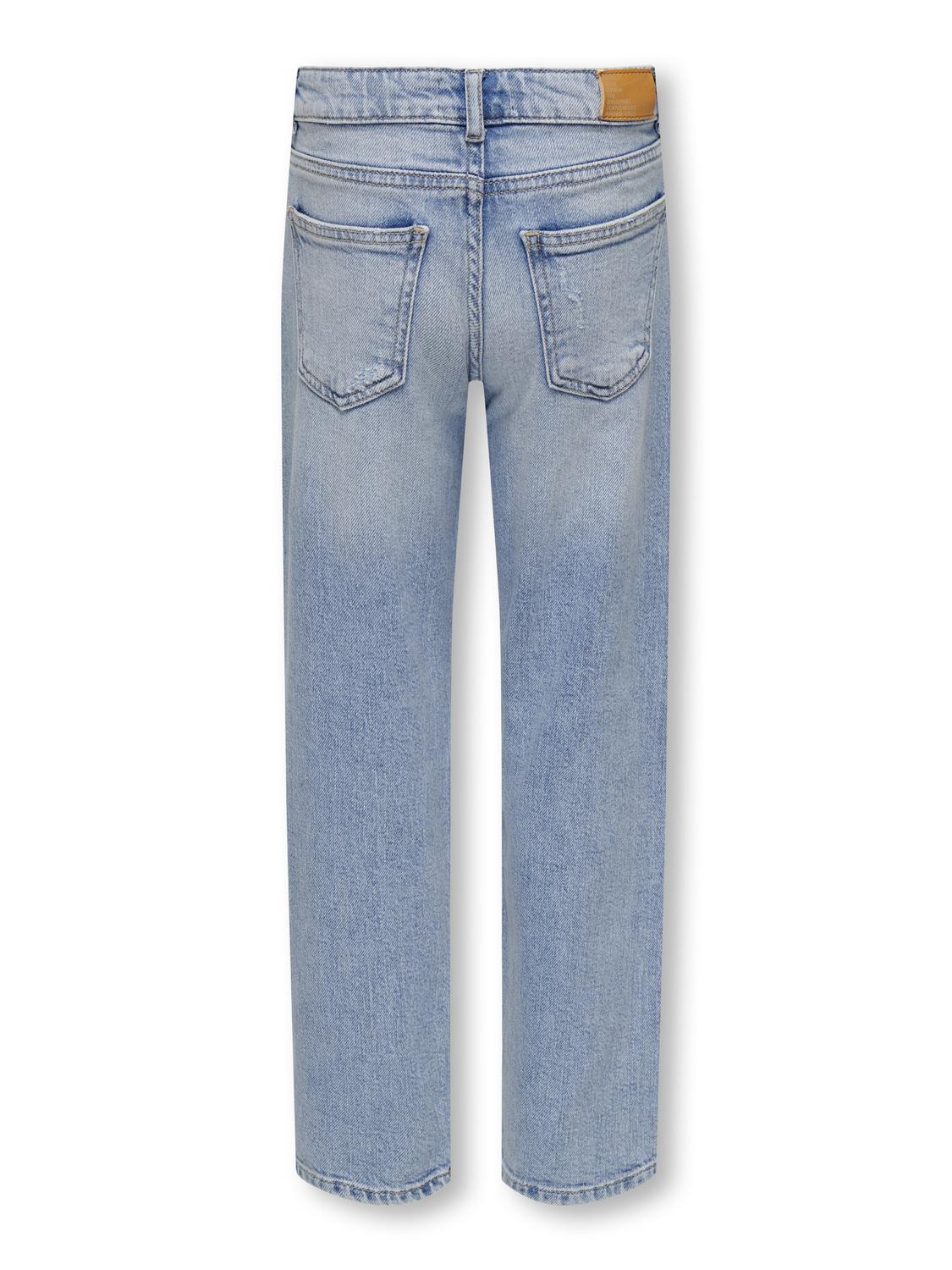 ONLY Wide Leg Fit Slitt kant Jeans -Light Blue Denim - 15302276