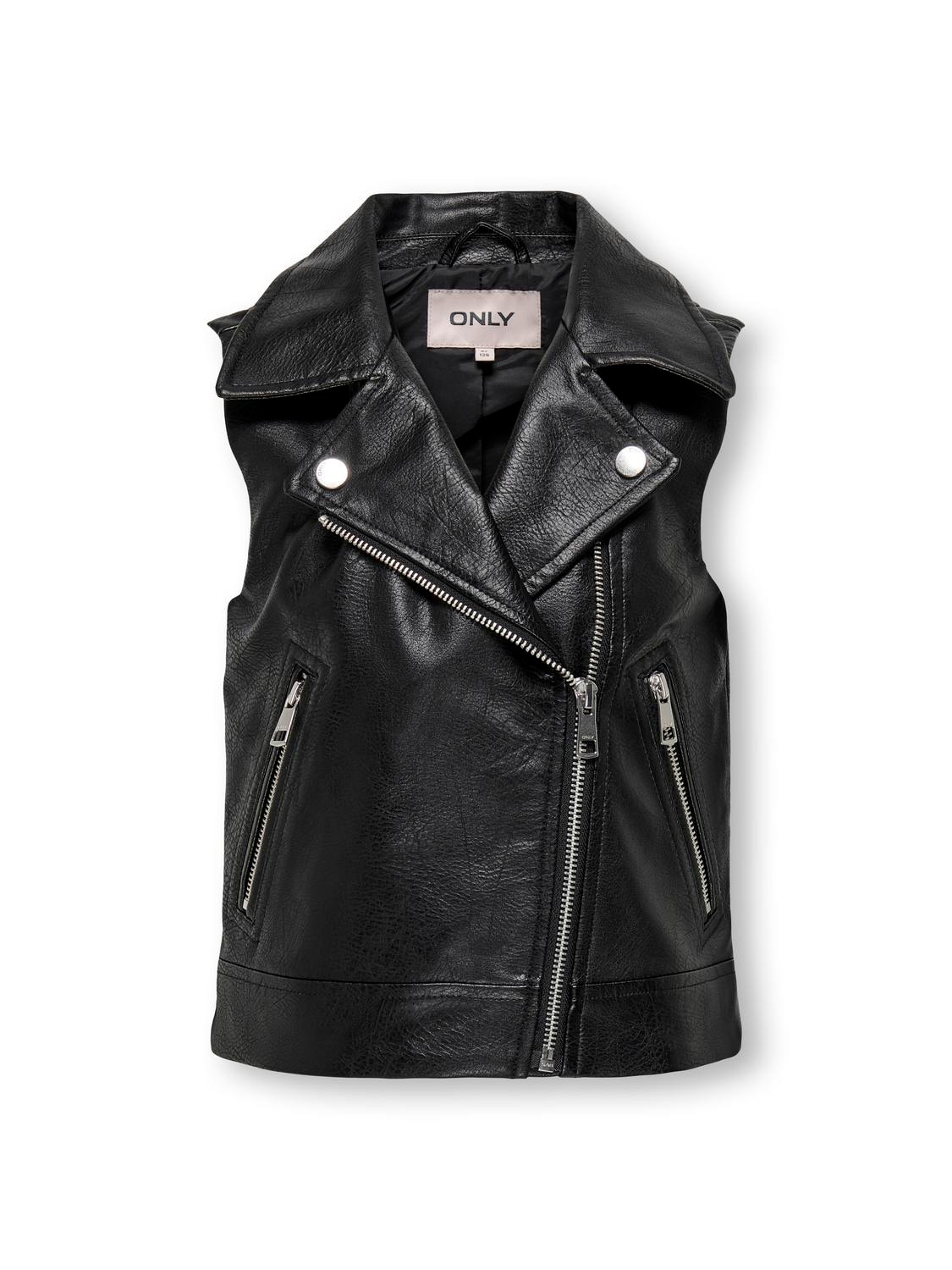 ONLY Faux leather biker waistcoat -Black - 15302278