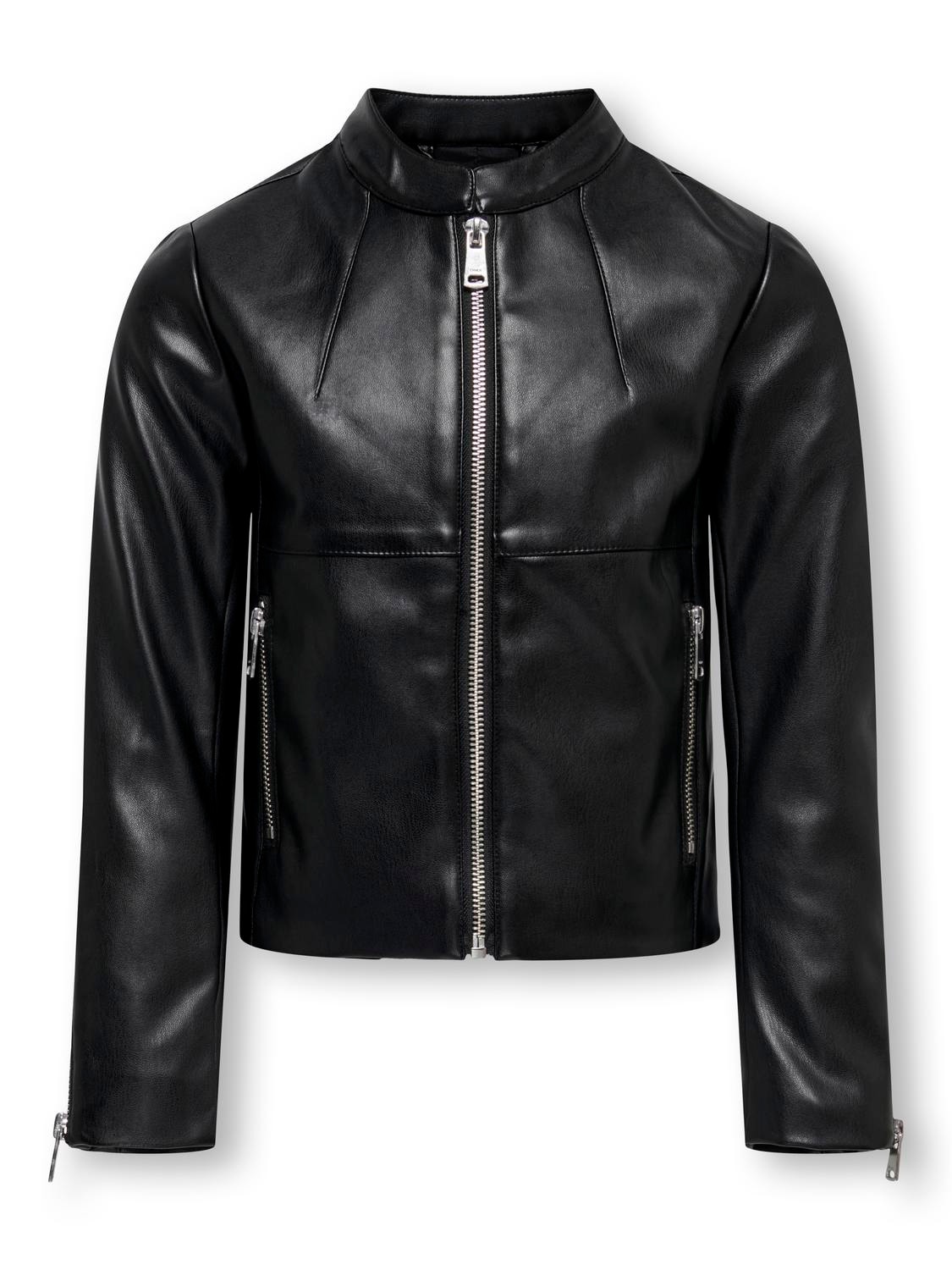 ONLY Faux leather biker jacket -Black - 15302286