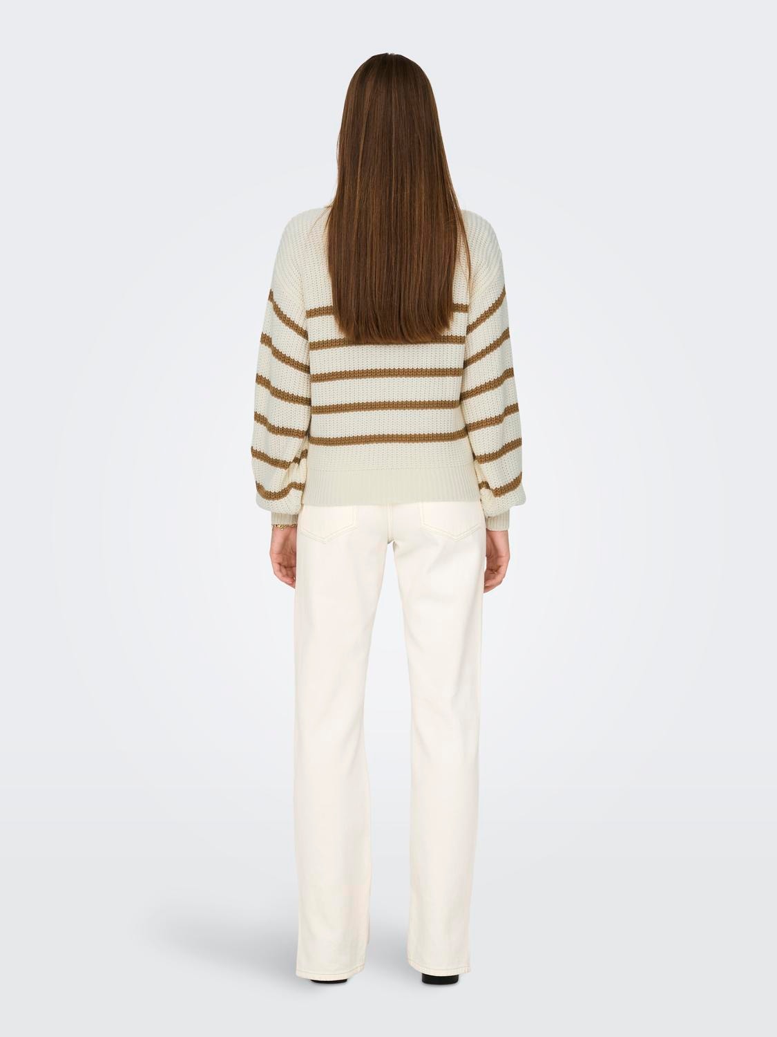 ONLY High neck knitted pullover -Eggnog - 15302342