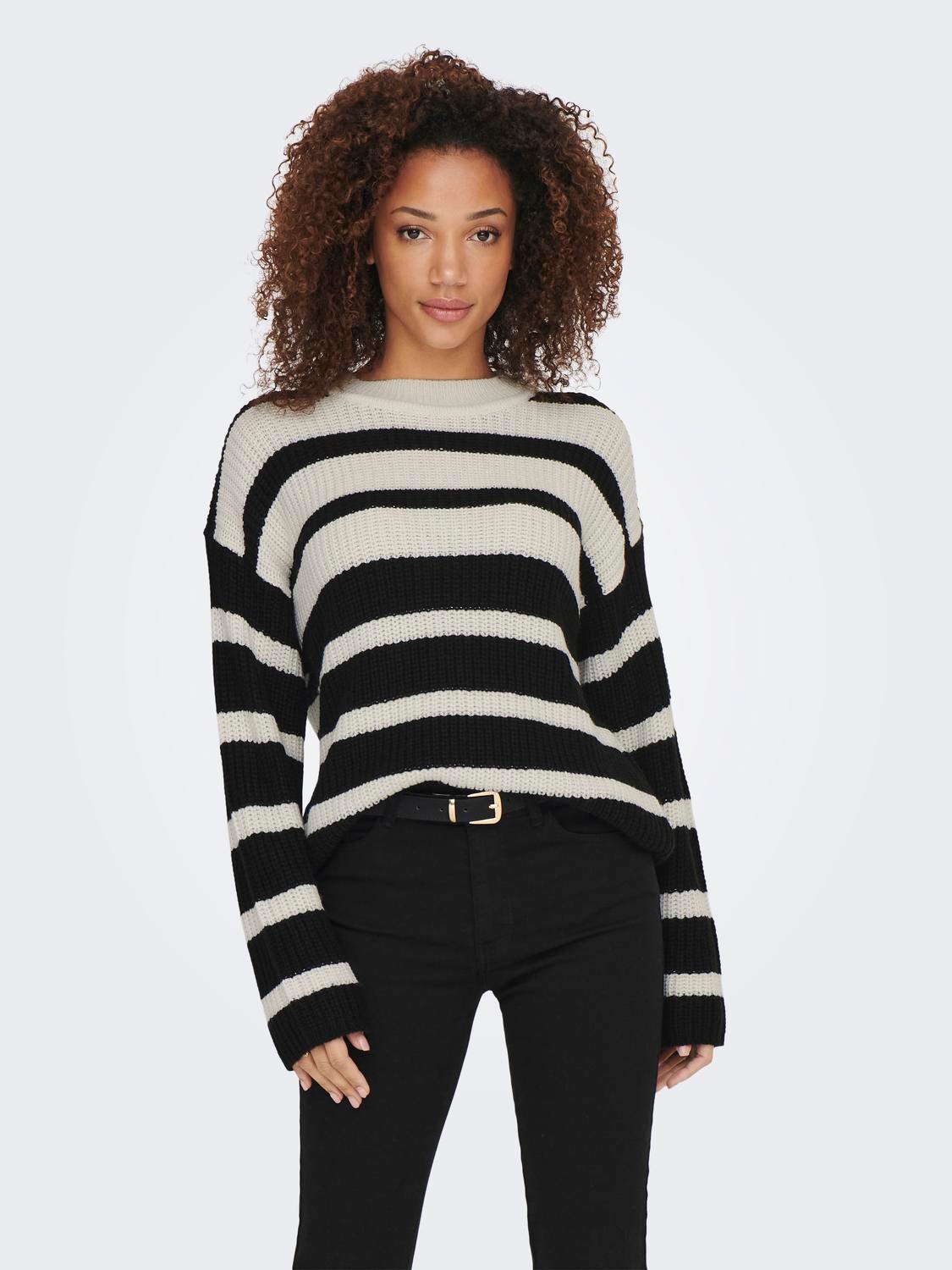 ONLY Striped Knit Pullover -Eggnog - 15302345