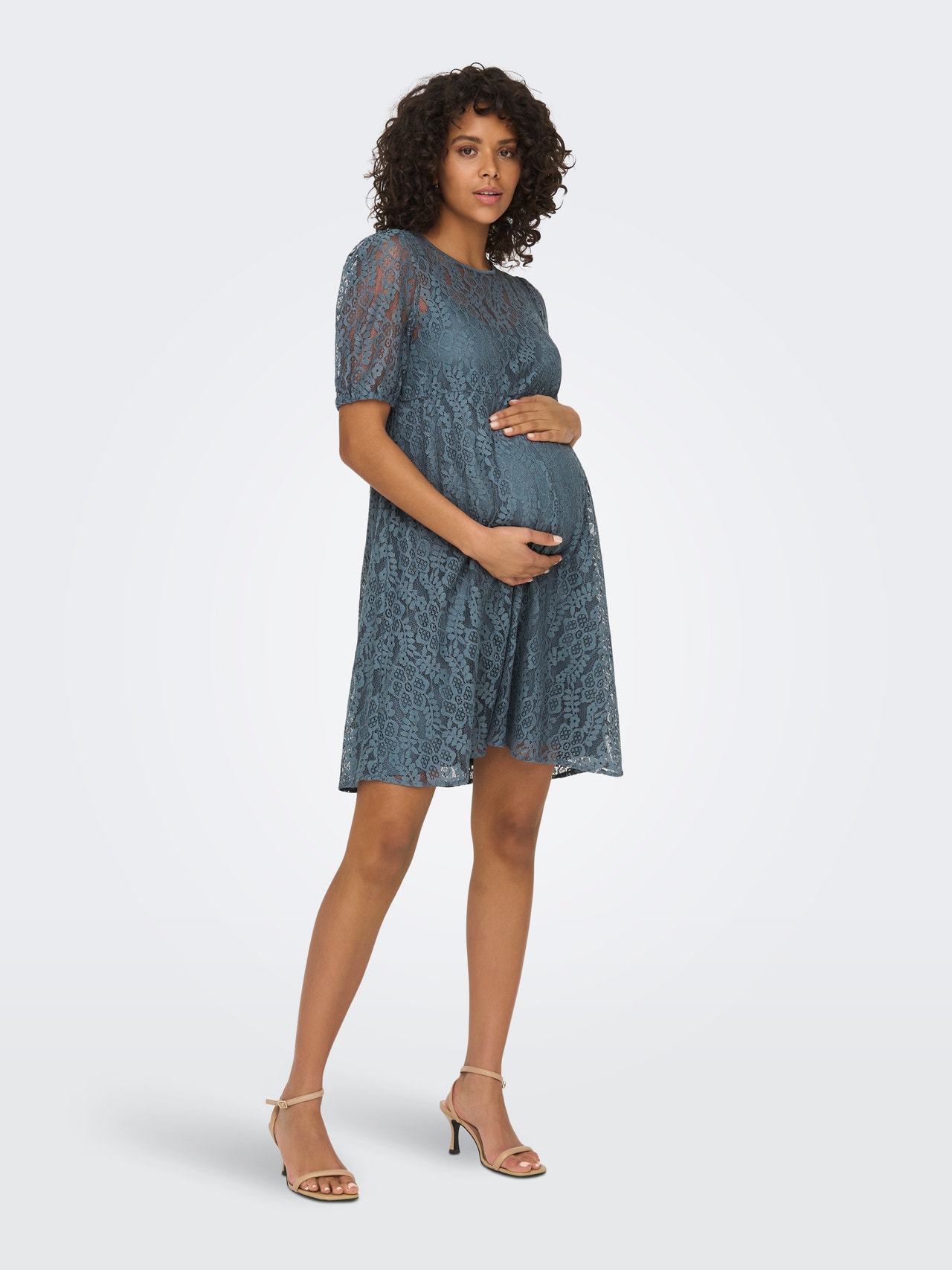 ONLY Normal geschnitten Rundhals Maternity Kurzes Kleid -Blue Mirage - 15302349