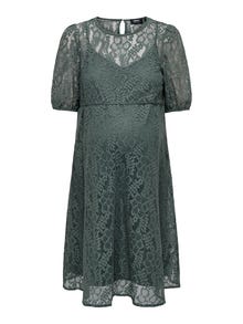 ONLY Normal geschnitten Rundhals Maternity Kurzes Kleid -Balsam Green - 15302349