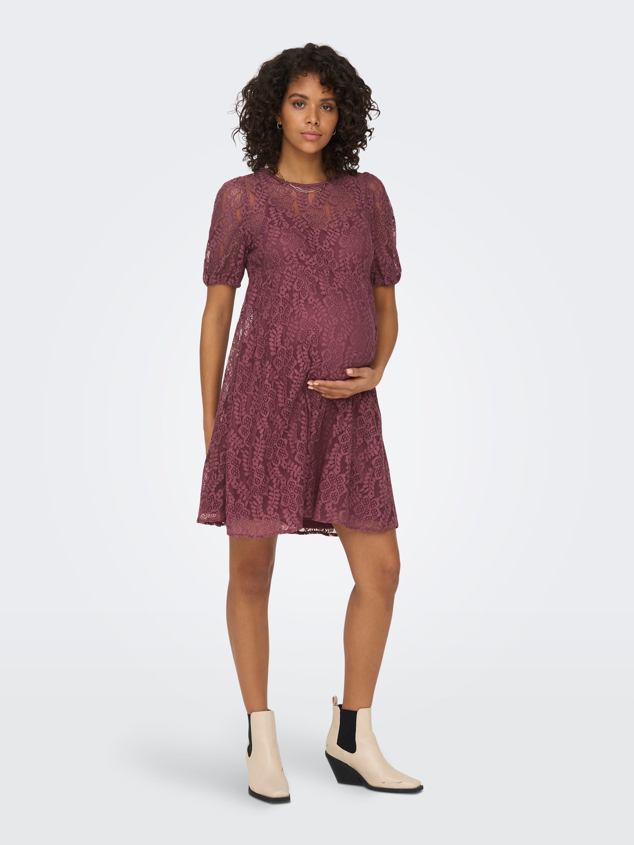 ONLY Regular Fit O-Neck Maternity Short dress -Renaissance Rose - 15302349
