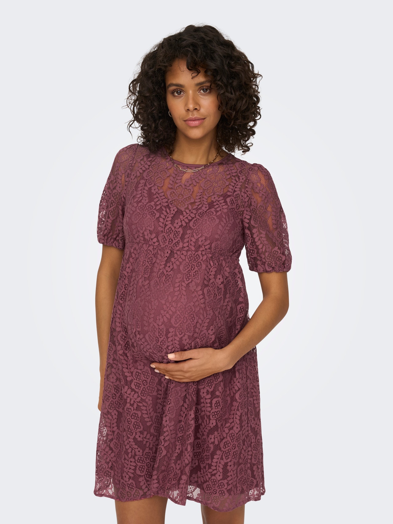 ONLY Normal geschnitten Rundhals Maternity Kurzes Kleid -Renaissance Rose - 15302349