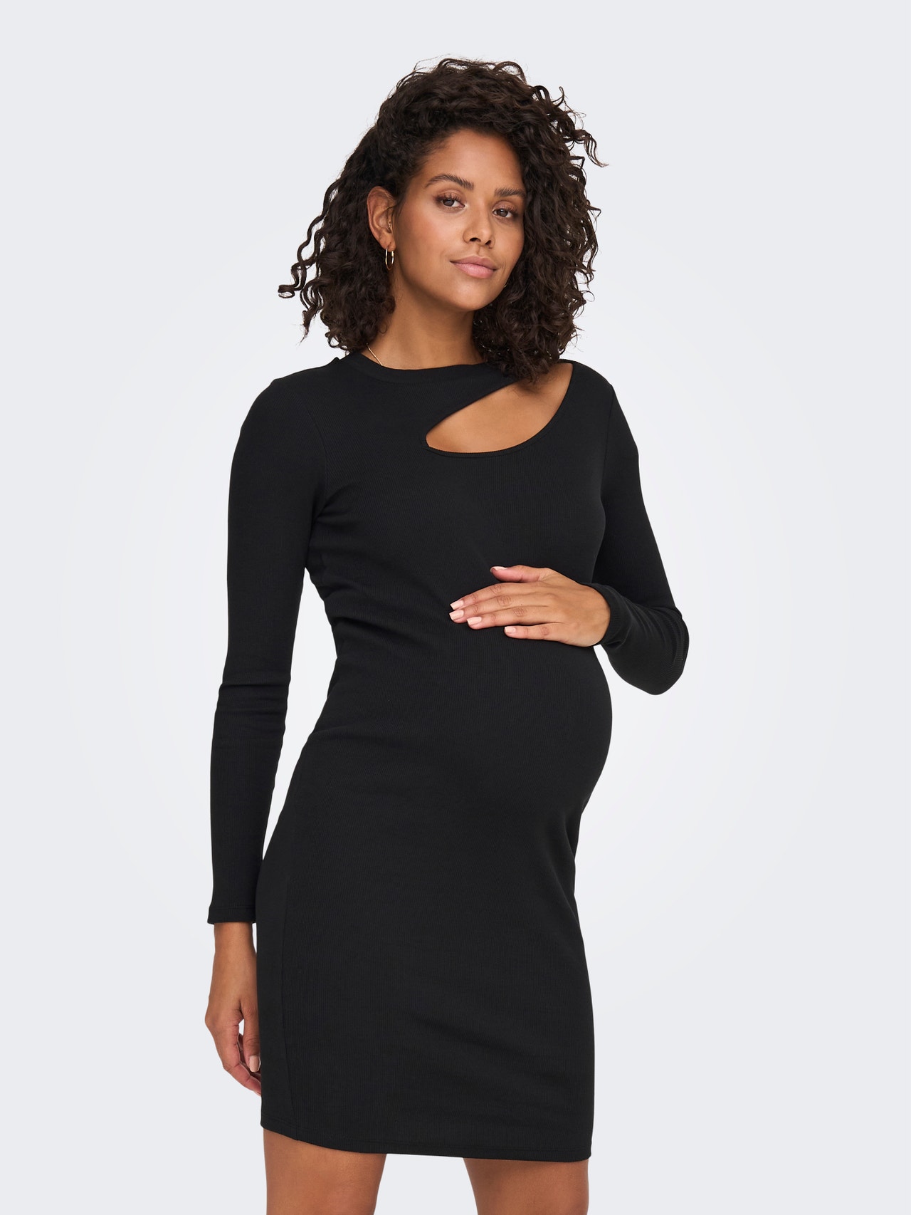 ONLY Slim Fit O-hals Maternity Kort kjole -Black - 15302355