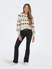 ONLY O-neck patterned knitted pullover -Pumice Stone - 15302356