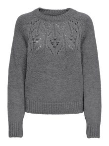 ONLY O-neck knitted pullover -Smoked Pearl - 15302361