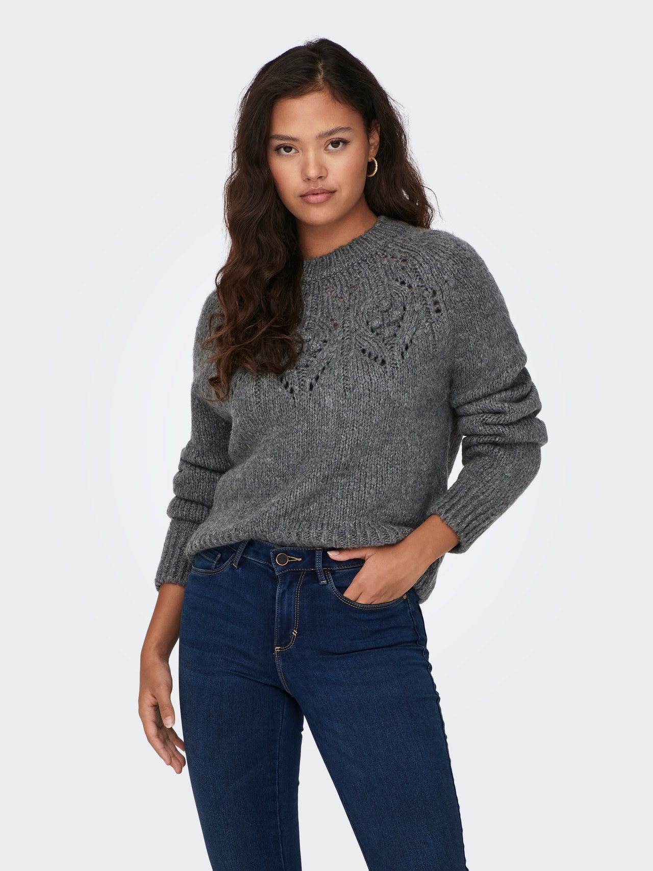ONLY O-hals Pullover -Smoked Pearl - 15302361