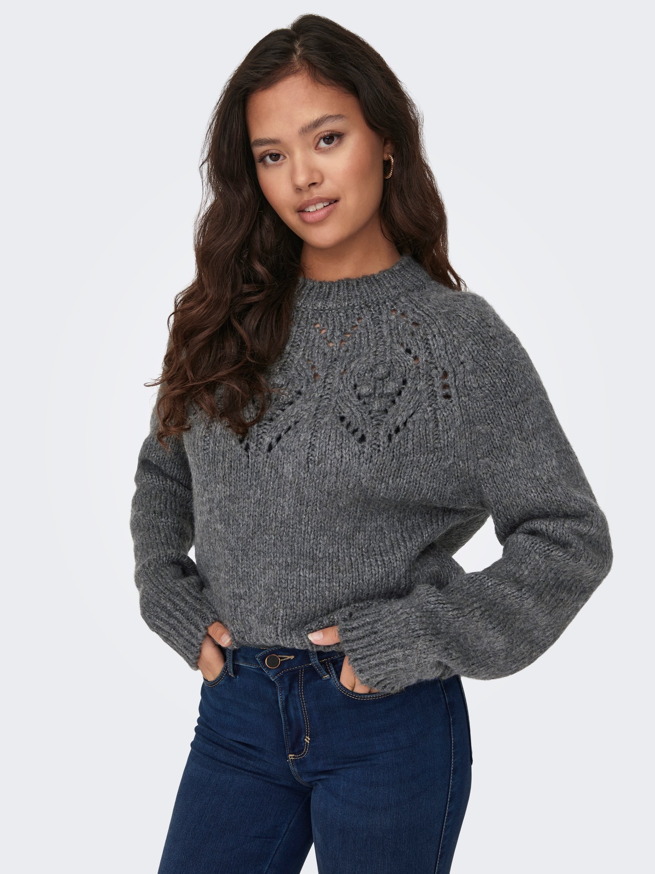 ONLY O-ringning Pullover -Smoked Pearl - 15302361