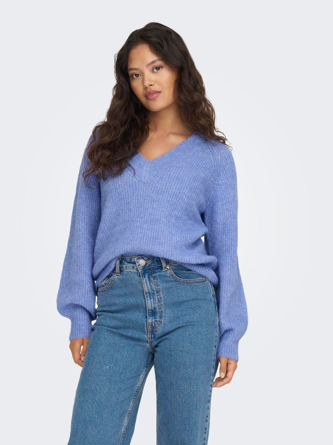 ONLY Pull-overs Knit Fit Sweat à capuche Manches volumineuses -Iolite - 15302376