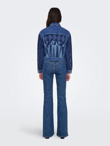 ONLY O-neck denim jacket -Medium Blue Denim - 15302377