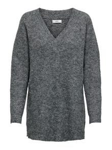ONLY V-ringning Pullover -Dark Grey Melange - 15302379