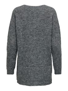 ONLY V-Ausschnitt Pullover -Dark Grey Melange - 15302379
