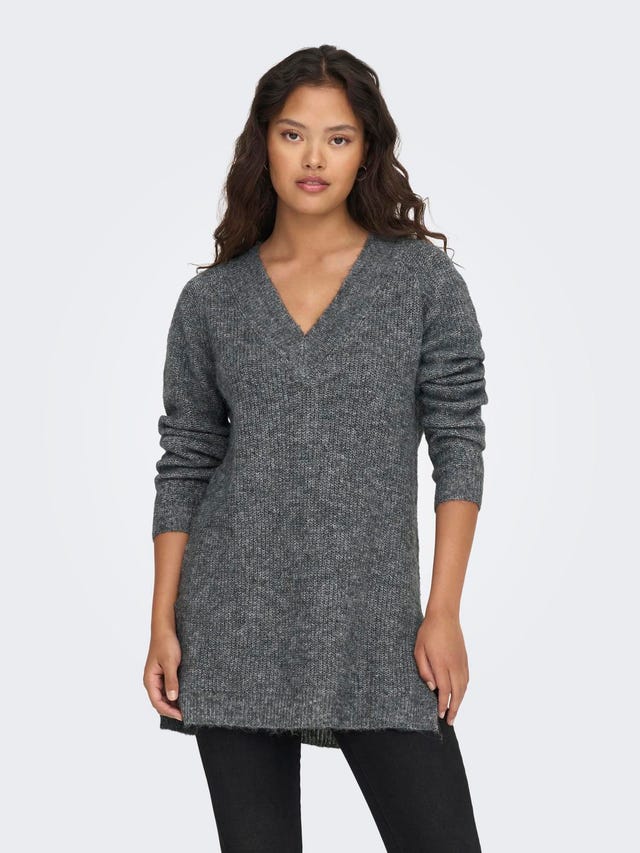 ONLY V-neck long knitted pullover - 15302379