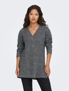 ONLY V-Neck Pullover -Dark Grey Melange - 15302379