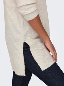 ONLY V-neck long knitted pullover -White - 15302379