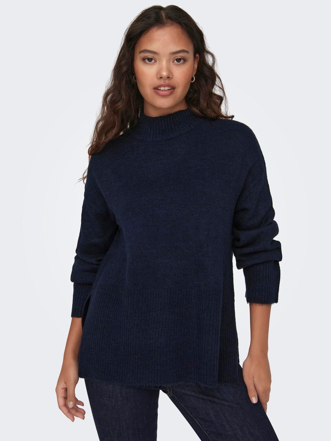 ONLY High neck Dropped shoulders Pullover -Sky Captain - 15302391