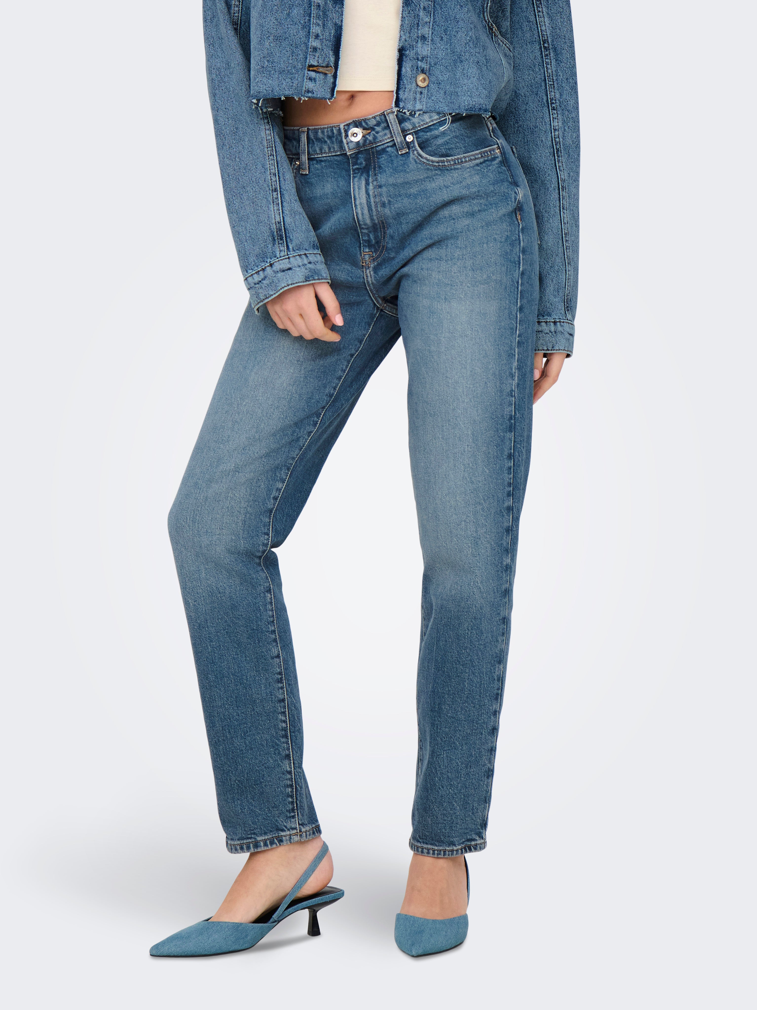 Onlemily Hohe Taille Gerade Geschnitten Jeans