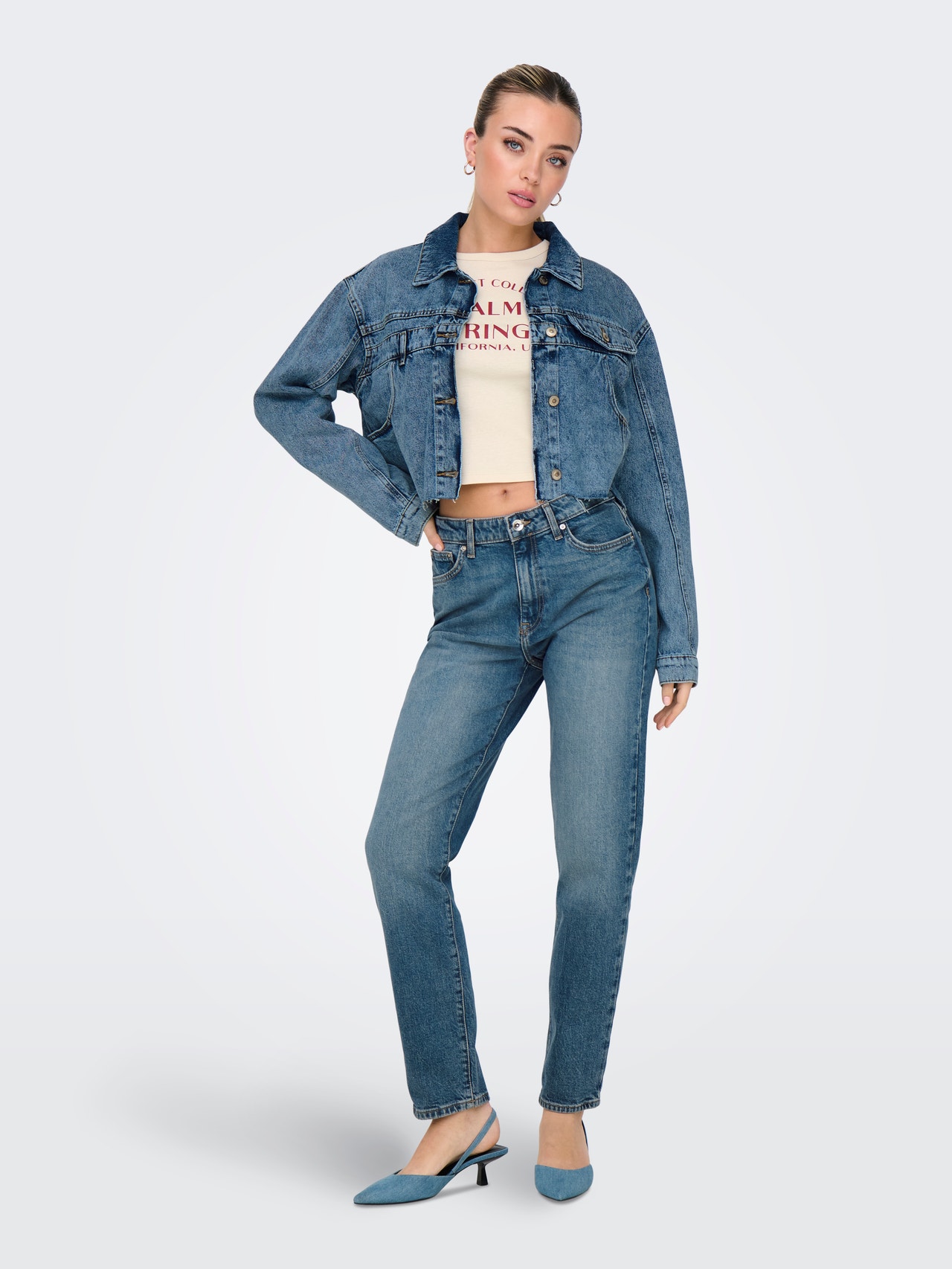 ONLY ONLEMILY High waist Straight Fit Jeans -Dark Blue Denim - 15302428