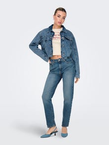 ONLY ONLEMILY High waist Straight Fit Jeans -Dark Blue Denim - 15302428