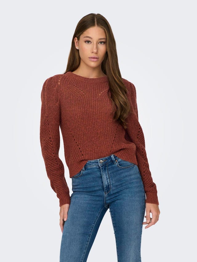 ONLY Round Neck Puff sleeves Pullover - 15302447