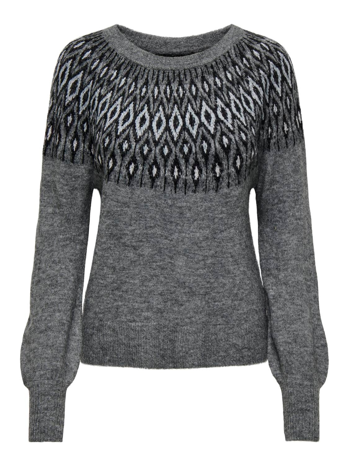 O-neck knitted pullover | Medium Grey | ONLY®