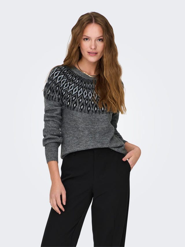 ONLY Regular Fit Round Neck Ribbed cuffs Pullover - 15302463