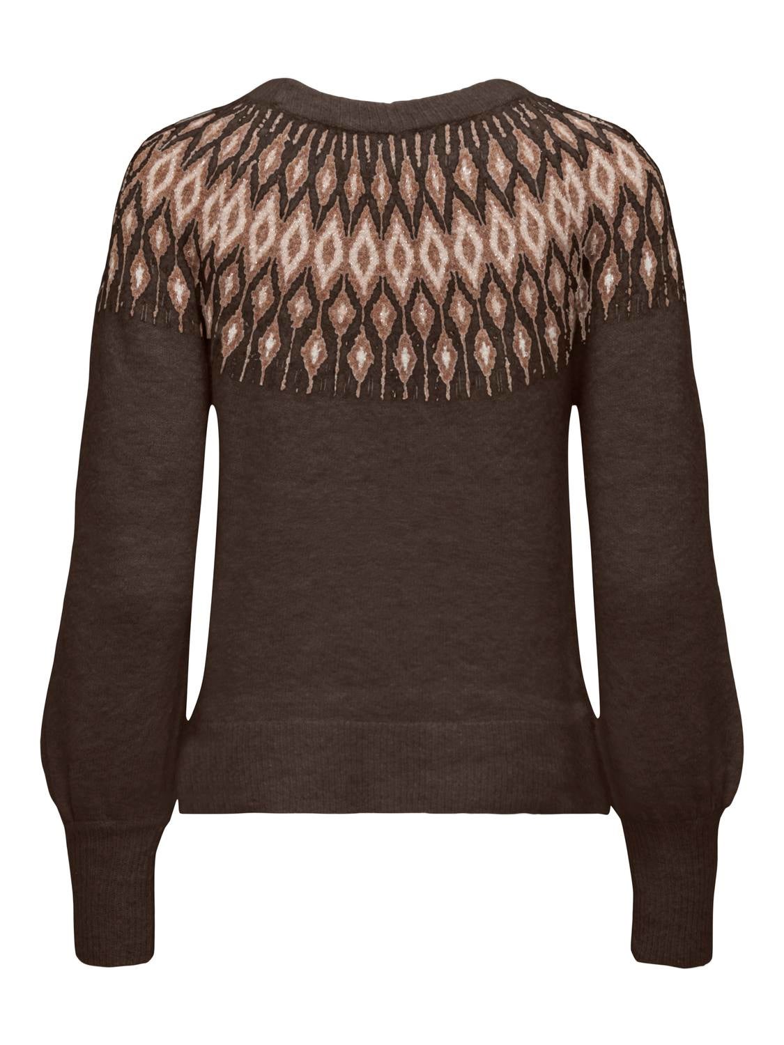 O-neck knitted pullover | Dark Brown | ONLY®