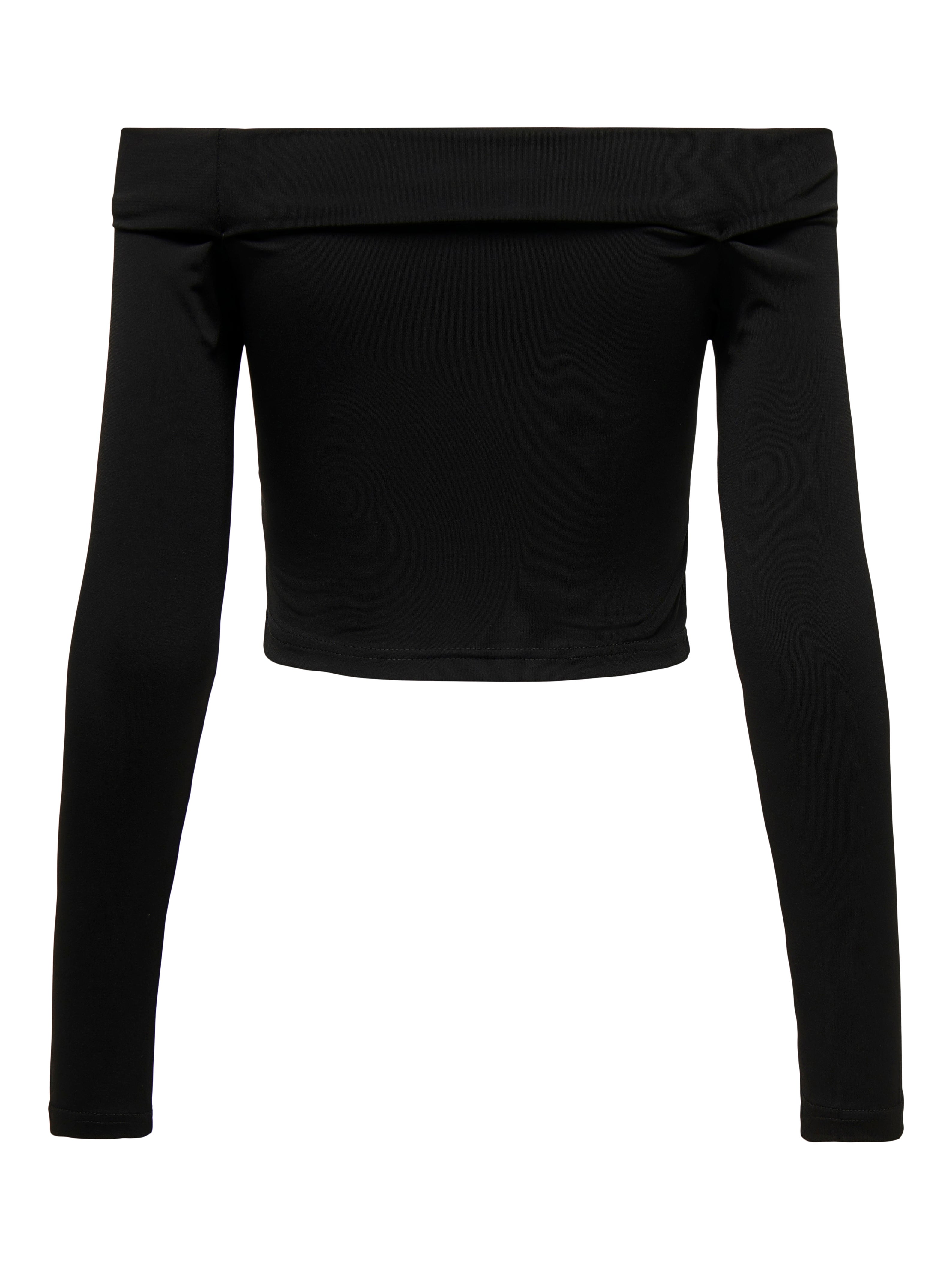 Mujer En Gris Y Negro 99 Camisa Estampada Con Hombros Descubiertos Y