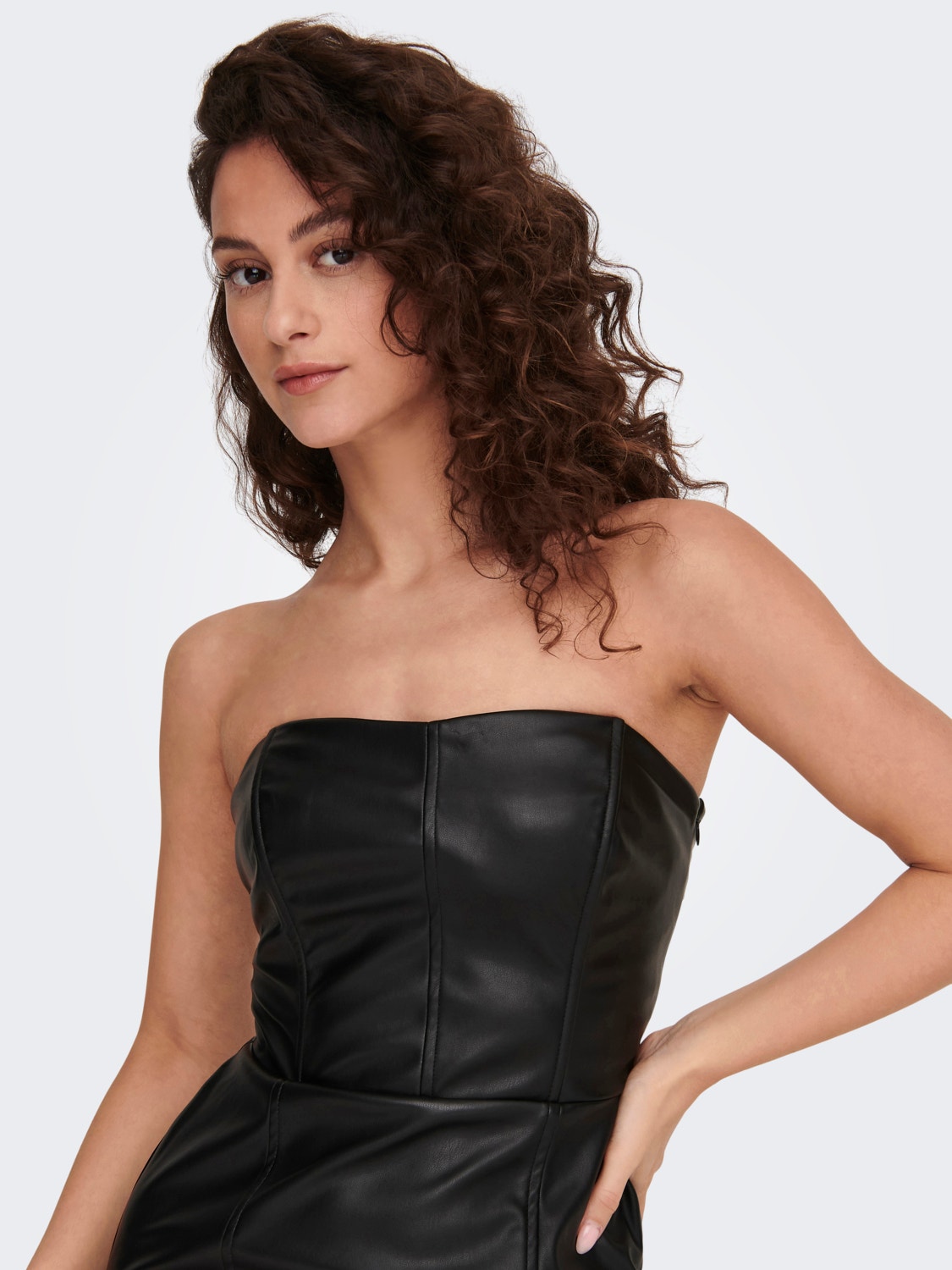 ONLY Faux Leather Tube Dress -Black - 15302612