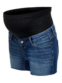 ONLY Normal geschnitten Mittlere Taille Offener Saum Maternity Shorts -Dark Blue Denim - 15302617
