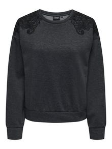 ONLY Normal geschnitten Rundhals Sweatshirt -Dark Grey Melange - 15302639