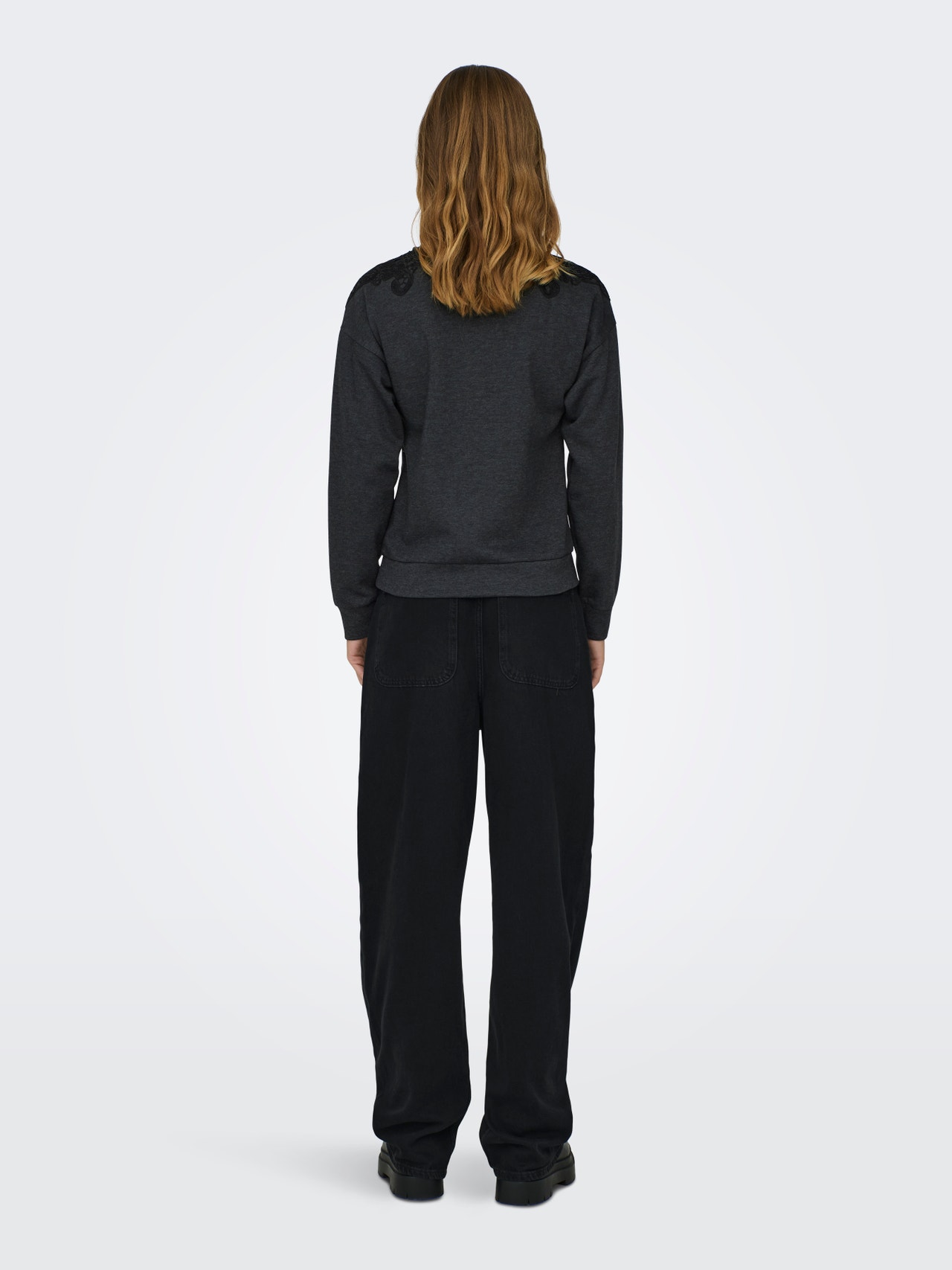 ONLY Regular Fit Round Neck Sweatshirt -Dark Grey Melange - 15302639