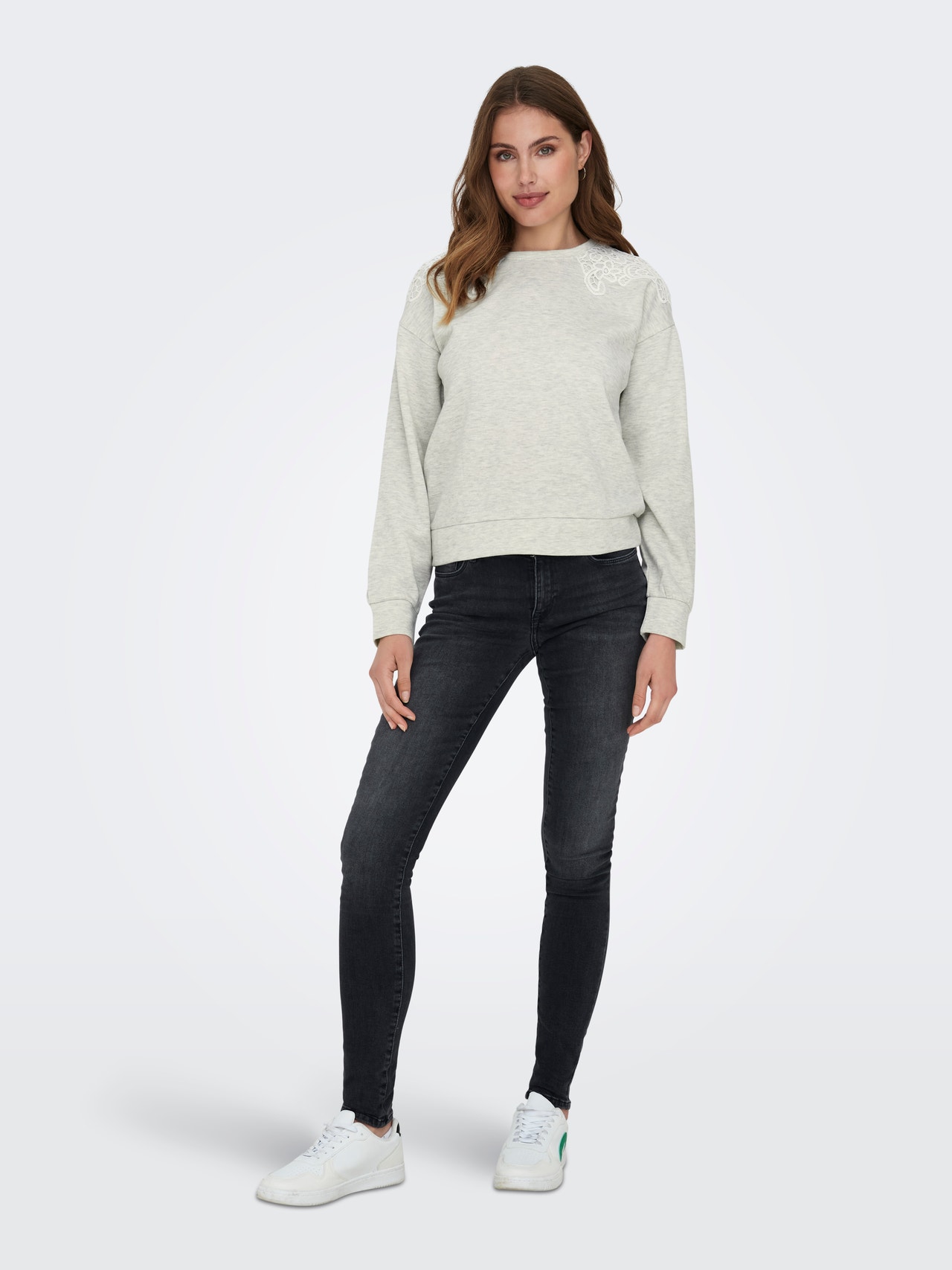 ONLY o-neck sweatshirt -Light Grey Melange - 15302639