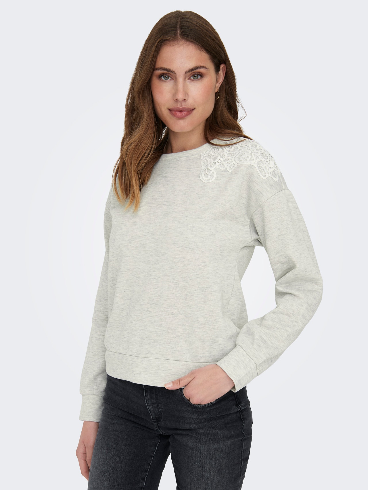 ONLY o-neck sweatshirt -Light Grey Melange - 15302639