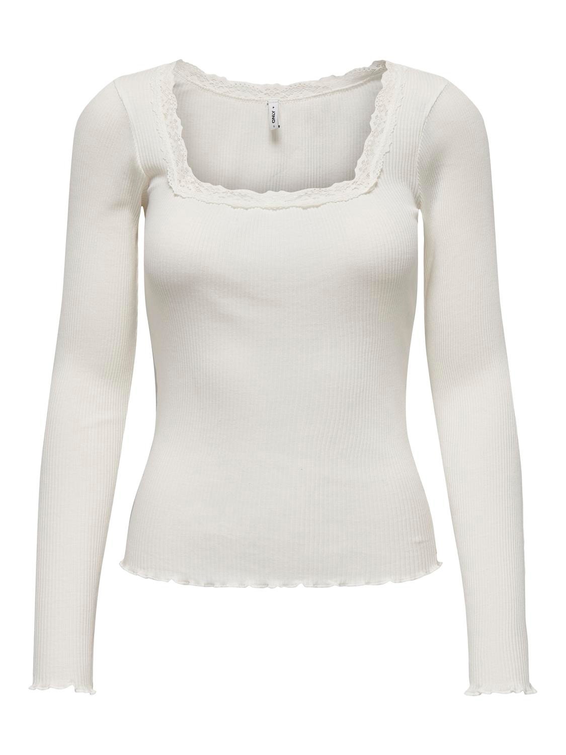 ONLY Square neck rib top -Cloud Dancer - 15302641
