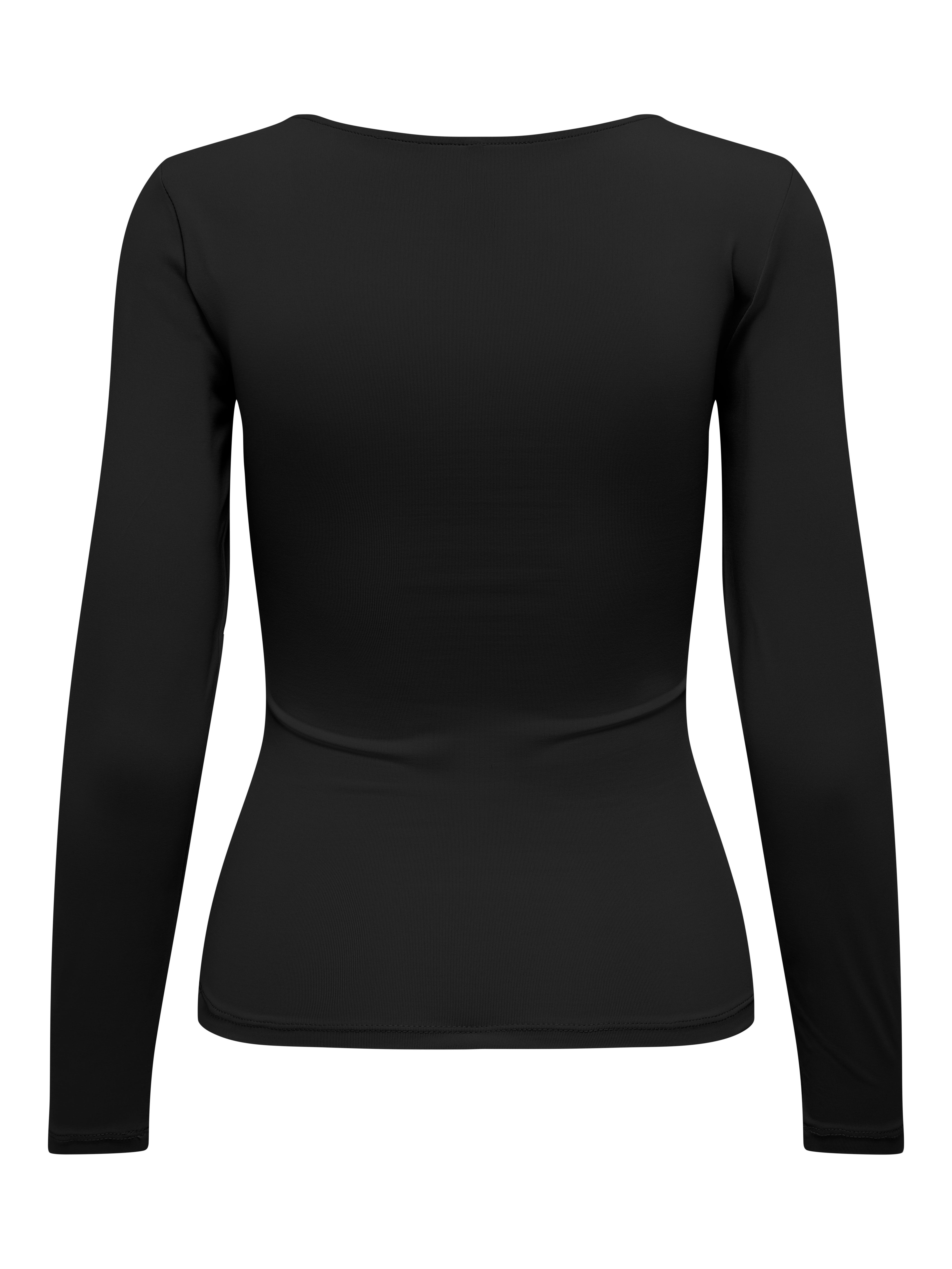 Top droit uni à col américain - Noir