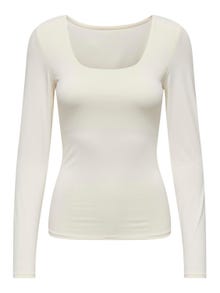 ONLY Tops Standard Fit Col en U -Cloud Dancer - 15302647