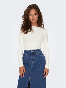 ONLY Square neck rib top -Cloud Dancer - 15302647