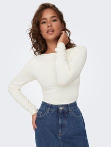 ONLY Square neck rib top -Cloud Dancer - 15302647