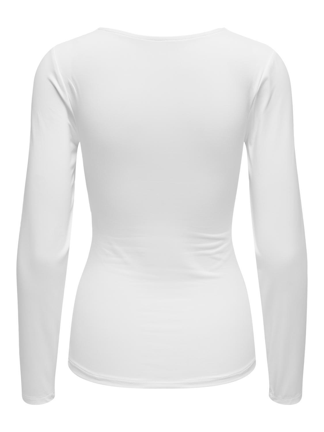 ONLY Square neck rib top -Bright White - 15302647