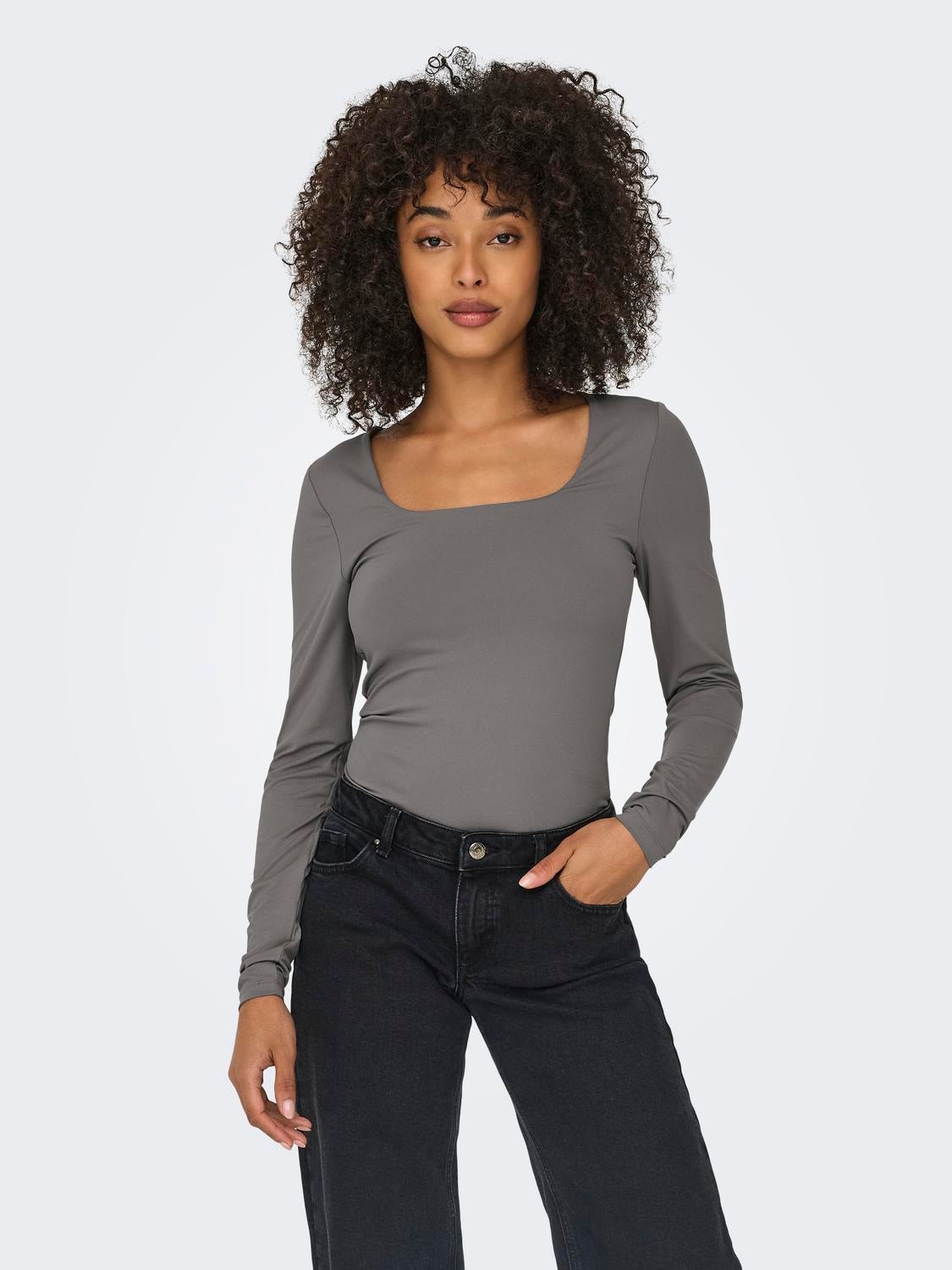 ONLY Long Sleeved Basic Top -Thunderstorm - 15302647