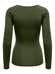 ONLY Square neck rib top -Rifle Green - 15302647