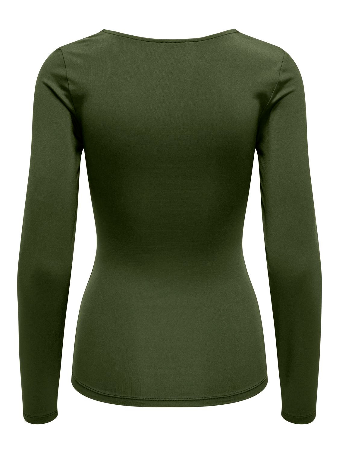 ONLY Standard fit U-Hals Top -Rifle Green - 15302647