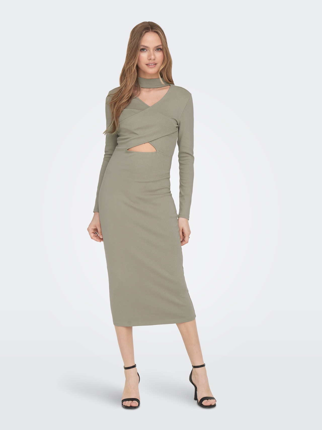ONLY Midi v-neck dress -Silver Sage - 15302675