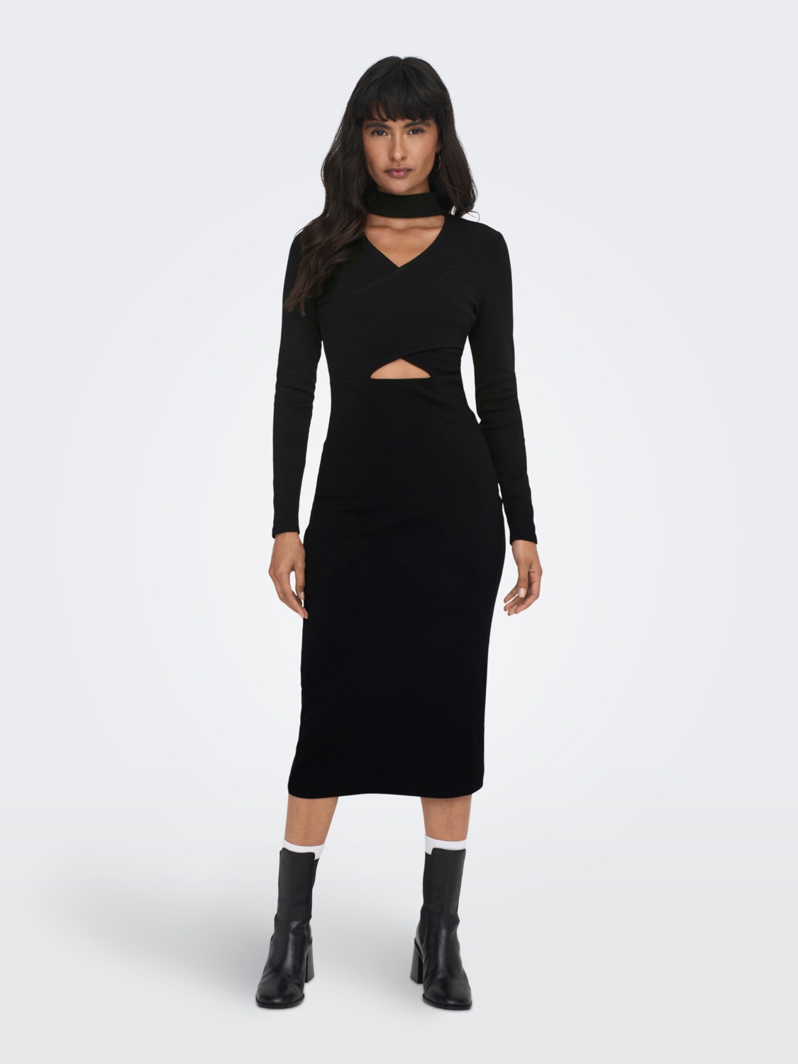 ONLY Midi v-neck dress -Black - 15302675