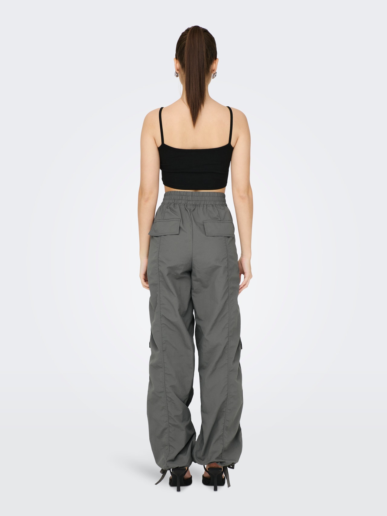 ONLY Straight Fit Mid waist Trousers -Granite Grey - 15302732