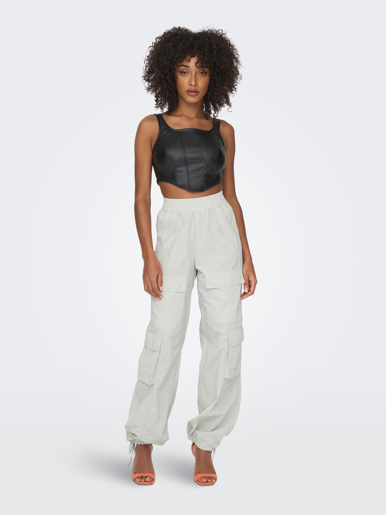 ONLY Pantalons Straight Fit Taille moyenne -Glacier Gray - 15302732