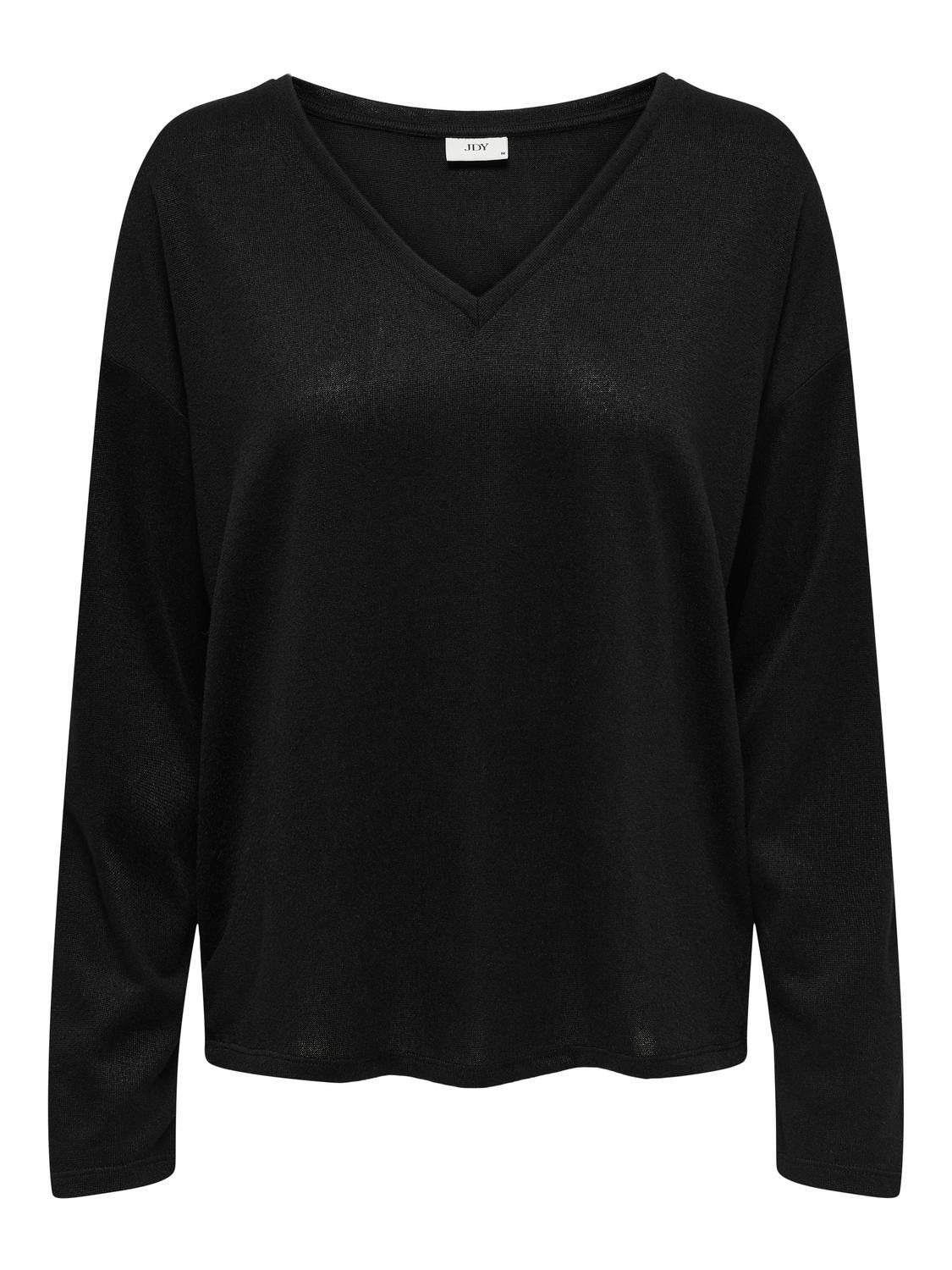 ONLY V-NECH TOP WITH LONG SLEEVES -Black - 15302742